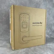 ULTRALOQ UL3 Smart Lever Lock Bluetooth Fingerprint Keyless Entry SATIN NICKEL
