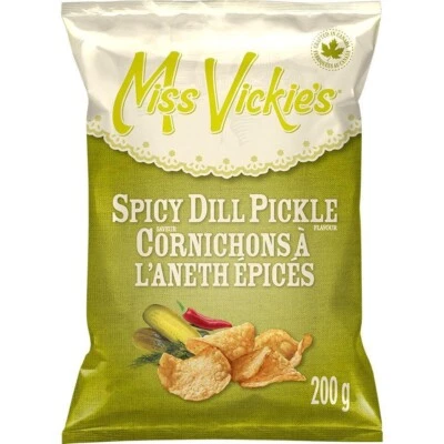 x 4 Miss Vickies Kettle Cooked Potato Chips Spicy Dill Pickle 200g bags CANADIAN
