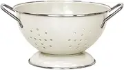 Enamel Coated Colander Strainer Bowl, Vintage Style Self Draining Fruit Dishes, Metal Dinnerware Set, Home Kitchen Decoration, Small White