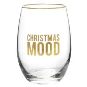 Christmas Mood Stemless Wine Glass Size 4.5in H 17oz Pack of 4