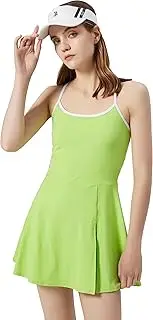 [1a1a] Women’s Tennis Golf Dress with Shorts Pockets Sleeveless Workout Sports Athletic Dresses