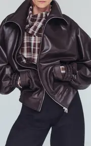 [Adam Lippes] Oversized Leather Bomber Jacket