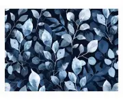 Blue Leaves Canvas Print Stretched