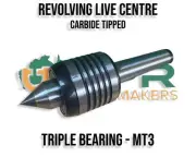 Lathe Live Centre 3MT Carbide Tip 62RC (Triple Bearing) quality tool Morse Taper
