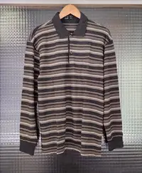 在飛比找Yahoo!奇摩拍賣優惠-英國品牌 Alfred Dunhill深灰褐色橫條紋純羊毛長