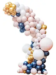 Large 200 Piece Marble Grey And Gold Chrome Balloon Arch Kit