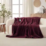 Dreamaker Chunky Embossed Fleece Heated Throw Cherry - 180 x 200cm