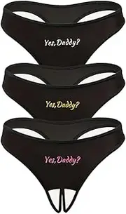 [Varsbaby] Women's Crotchless Underwear Cut Out Mesh Thong Panties Set Crotchless Panty Pack of 3