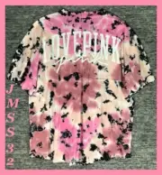Victoria's Secret Pink Tie Dye Varsity Tee Shirt Misty Rose Damsel Pink L XL NWT