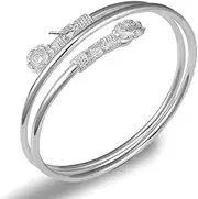 Fashion Silver Sterling Cuff Bangle Chain Bracelets,Women 925 Silver Bracelet Adjustable Flower Cuff Bangle Multi-Layer Silver Bracelets Sterling Silver Jewellery