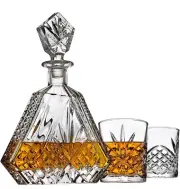 Whiskey Decanter Set with 2 Old Fashioned Whisky Glasses for Liquor Scotch