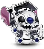 [PANDORA] Moments Disney Stitch Graduation Charm Sterling Silver, Compatible Moments Bracelets, 793789C01, 11,6x13,3x13 mm, Sterling Silver, No Gemstone