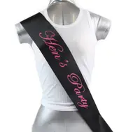 Sashes Hens Sash Party Bridal Black/Pink - Hen's Party