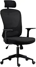 Office Chair PU Leather Ergonomic High Back Computer Chair with Armrests Adjustable Lumbar Support Executive Chair for Adults (Color : Black)
