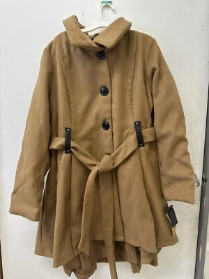 NWT /PICK SIZE - Steve Madden Womens Faux Wool Belted Coat - Camel