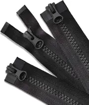 24 Inch Jacket Zipper #5 Zipper for Jacket 3 Piece Black Plastic Coat Zipper ...