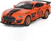 Die-cast Alloy Diecast 1:32 for Ford Mustang Shelby GT500 Miniature Car Model Sound Light Pull Back Vehicles Exquisite Presents Miniature Vehicle(Orange)