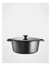 [The Cooks Collective] Cast Iron Casserole with Lid 28cm 5.9lt Gloss Black