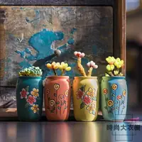 在飛比找樂天市場購物網優惠-❀樂天優選好物❀ 多肉延禧花盆手繪韓國手工雕刻創意陶瓷植物花