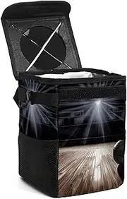 Car Trash Can with Lid,Bag Hanging Storage Pockets Leak-Proof,Portable Garbage Bin,Basketball Wooden Cricket Field