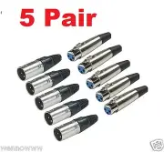 5 Pairs Audio Mic Microphone Adapter XLR 3 Pin Male/ Female Connector