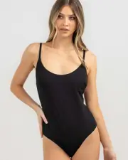 [Rip Curl] Rip Curl Women's Premium Cheeky One Piece Bathing Suit in Black Size Large L Black