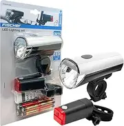 Fischer LED Front & Rear Bike Light Set, 30/15 Lux Visibility for Night Riding Safety & Outdoor Cycling. Bicycle Light Set. 50,000hrs LED Life, Powered by AAA/AA Batteries, 2 Lights in Pack