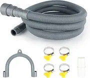 Washing Machine Drain Hose, Universal Dishwasher Drain Hose Extension Kits, 6.5 Feet Flexible Washer Drain Hose Washer Hose with 1 U-Bend Holder 2 Hose Clamp