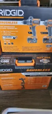 Ridgid 18V Brushless 2-Tool Combo Kit, Hammer Drill & Impact Driver, Hard Case