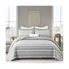 Boho Quilt King Size Bedding Set - 100% Cotton Grey Bohemian Bedspread King S...