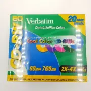 Verbatim NEW 20-Pack CD-RW 700MB 2X-4X DataLifePlus Cool Colors Slim Jewel Cases