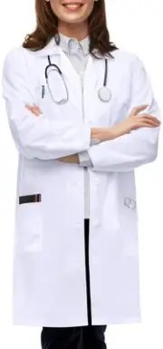 Professional Lab Coat for Women, Long Sleeve Medical Coat 1 Pack, Small, White