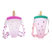 Large Capacity Cute Water Bottle with Strap and Straw Reusable Plastic wenQr