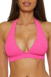 [Trina Turk] Women's Indio Banded Halter Bikini Top, Adjustable, Tie Back, Swimwear Separates