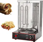 Vertical Rotating Turkey Oven, Electric Vertical Kebab Grill, 50-300 ℃ Temperature Adjustable, 360° auto-Rotating Grill, with 2 Heating Tubes, Stainless Steel Body, Double Rows of Cooling Holes