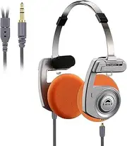 OKCSC Retro On Ear Headphones, Classic Style,MMCX Wired Over-Ear Headsets,Ultra Lightweight Over-Ear Headphones/Bullt-in Mic/40mm Class Composite Film,for Travel,Commute,Sports,HiFi Sound MMCX/Silver