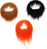 3pcs Fake Beard Props Fake Halloween Beard Kit Fake Beard Holiday Halloween Beard Dress up Halloween Elastic Beard Fake Cosplay Fake Beard Polyester