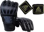 Generic Half Finger Boxing Gloves, Sparring Gloves, Adult Mitts, Open Palms, Boxing Gloves, MMA Gloves for Kickboxing, Black Skeleton