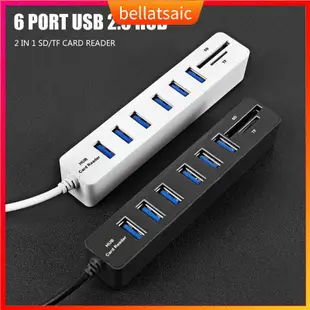 6 Port USB HUB High Speed Splitter Adapter Cable SD/TF Card