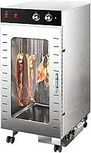 Electric Rotary Meat Dryer, with 30-90°C Adjustable Thermostat & Digital Timer, 360° Rotation Rotary Meat Dryer, Led Control Panel, 50 Stainless Steel Hooks for Sausage,Bacon,Chicken