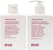 evo Smoothing Hair Care Routine Bundle: Mane Tamer Smoothing Shampoo & Conditioner - Cleans, Smooths, and Strengthens Hair While Reducing Frizz - 300ml / 10.1 fl.oz