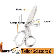 Tailor Scissors Heavy Duty Stainless Steel Dressmaking Scissors 6'' Silver