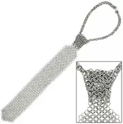[KORE NS] Medieval Renaissance Warrior Chain Mail Clothing, Aluminum Butted Neck Tie, Silver