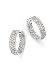 Bloomingdale's Fine Collection Diamond Inside Out Small Hoop Earrings in 14K White Gold, 2.0 ct. t. w.