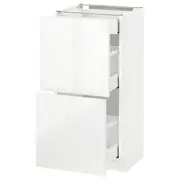 METOD base cab with 2 fronts/3 drawers, white Maximera/Ringhult white, 40x37x80 cm