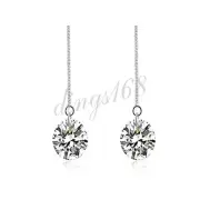 925 Sterling Silver Tarnish-Free Round Crystal 3.6" Long Threader Earrings X760