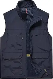 [Generic] Men's Outdoor Vest Hiking Gilet Fishing Multi-Pockets Waistcoat Quick-Dry Breathable Sleeveless Jacket