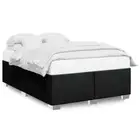 DOUBLE Size Fabric Bed Frame Modern Mattress Base Wood Slats Box Platform Black