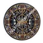 30" Black Marble Coffee Console Round Table Top Scagliola Inlay Patio Decor E939