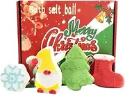 TQEBWUS Natural Bath Bombs - 4 X Christmas Bathbombs for Kids | Organic Spa Shower Home Spa Fizzies Bubble Bath, 4 Fragrance And Shapes Bubble Bath Shower Salts